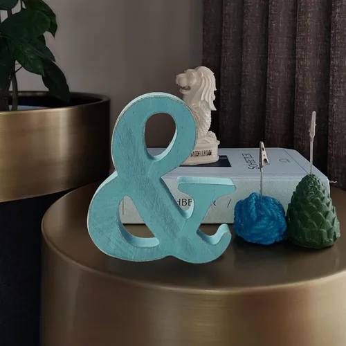 Miniatura 6 de Letras de madera azul rústica de 6 pulgadas, letras de madera sin terminar para decoración de pared, letras azules retro de pie, decoración