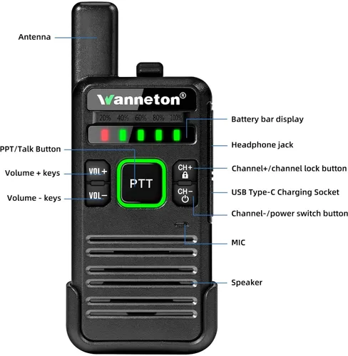 Miniatura 6 de Walkie talkies RT22pro Walkie Talkies inalámbricos de copia de frecuencia recargable para adultos, walkie talkies 4 unidades de largo alcance