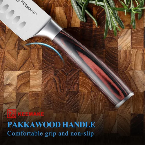 Miniatura 3 de Cuchillo de chef Santoku KEEMAKE - Cuchillo de cocina ultra afilado de 7 pulgadas con hoja de acero inoxidable para cocinar carne, fruta y verduras
