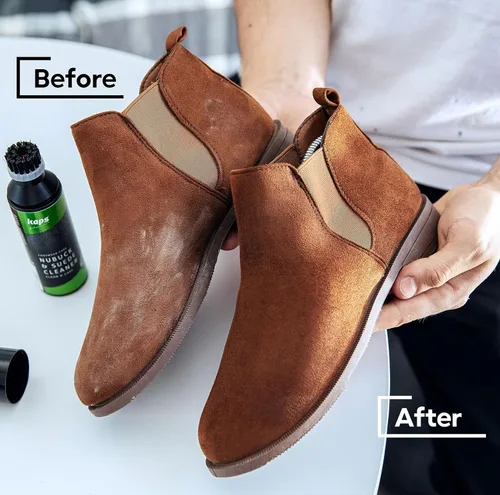 Miniatura 2 de Kaps Limpiador de nobuck y gamuza, limpiador para zapatos, bolsas y botas hecho de nobuck y gamuza, con cepillo aplicador, champú para todos