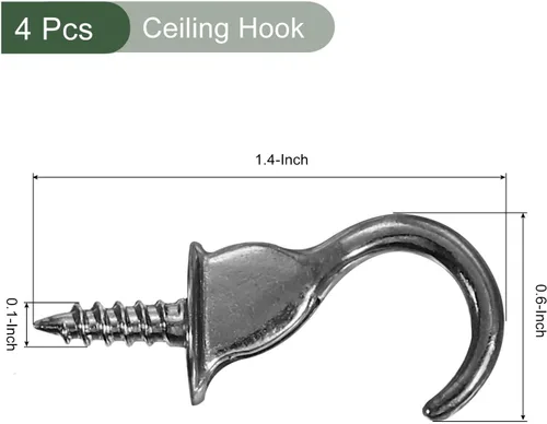 Miniatura 2 de YOKIVE 4 ganchos para colgar en el techo, gancho atornillado montado en la pared, plantas colgantes ideales para oficina, hogar, uso diario