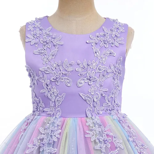 Miniatura 3 de Vestido de encaje para niña de las flores para niños, boda, dama de honor, fiesta, vestido largo formal, vestido de princesa de comunión, vestidos