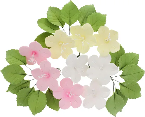Miniatura 11 de Global Sugar Art Tropical Frangipani Plumeria - Flores comestibles de azúcar, para pastel de boda y cupcakes con hojas, 24 unidades por cuenta