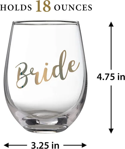 Miniatura 3 de Lillian Rose Copa de vino sin tallo Gold Bride, altura 4.75 pulgadas (G115 BR)