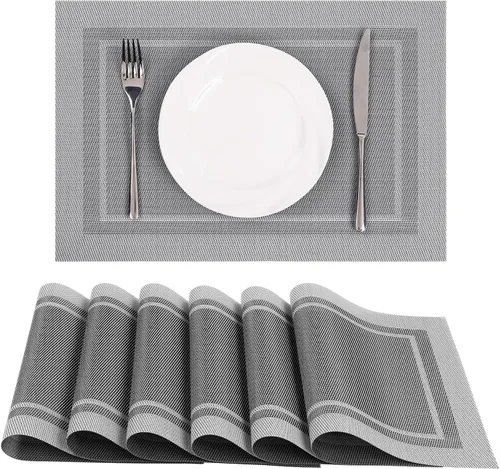 Miniatura 17 de SHACOS - Caminos de mesa de vinilo tejido, lavables, para uso en interiores o exteriores, fáciles de limpiar