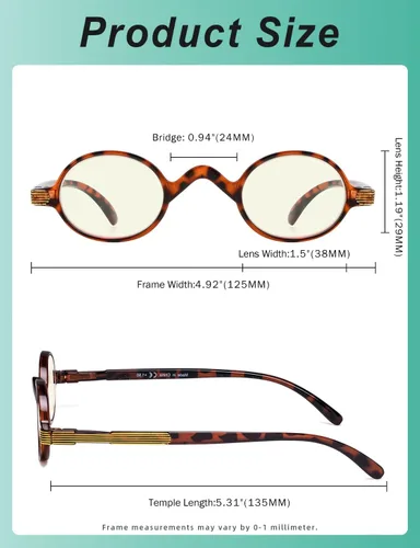 Miniatura 4 de Eyekepper Lentes de filtro de luz azul, lentes de computadora, lectores de bloqueo redondo pequeño con bisagras de resorte, Lente Lente