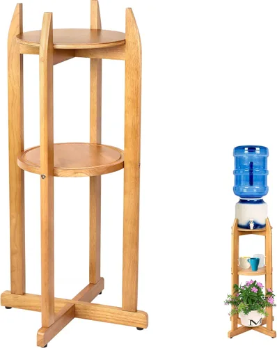 Miniatura 11 de Dispensador de agua de madera maciza natural (32.8 pulgadas de alto - 11.2 pulgadas de ancho) dispensador de bebidas con 2 estantes redondos