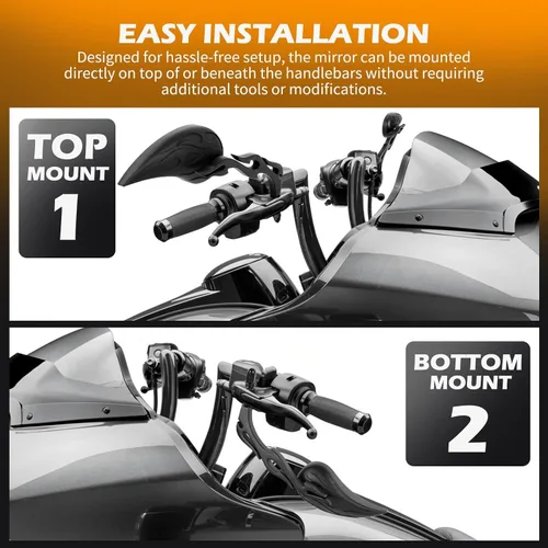 Miniatura 8 de Espejos retrovisores negros de 8 mm en forma de lágrima para motocicletas, compatibles con Road King, Street, Electra Glide, Road Glide, Dyna