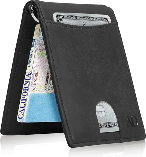 Miniatura 11 de Access Denied Billeteras delgadas y plegables para hombre, billetera delgada minimalista con clip para dinero, bolsillo frontal, tarjetero