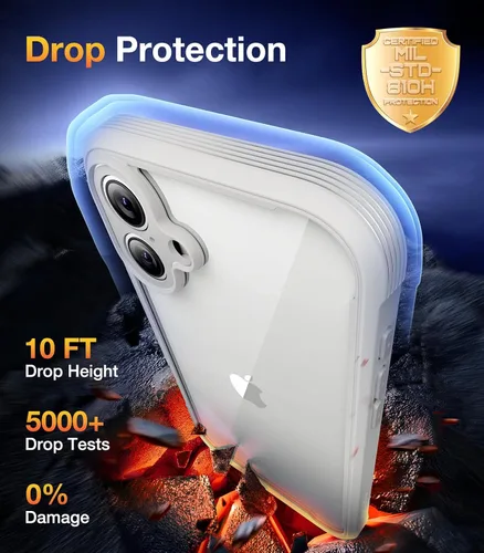 Miniatura 426 de Diaclara Funda diseñada para iPhone 16, mejorada [protección completa de la cámara], carcasa resistente de cuerpo completo con protector de pantalla