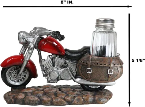 Miniatura 8 de Ebros Gift Old Retro Red Chopper - Figura decorativa de cristal para motocicleta y pimentero de cristal, 7.5 pulgadas de largo, escultura