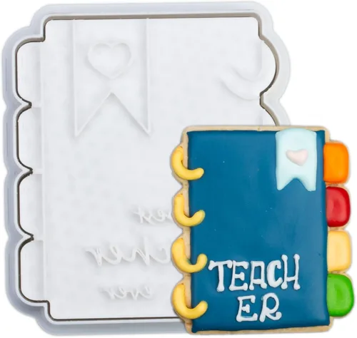 Miniatura 29 de Juego de cortador de galletas de regreso a clases con sellos de émbolo, 11 piezas, regalos de cocina, cumpleaños, vacaciones, ácido poliláctico 3D