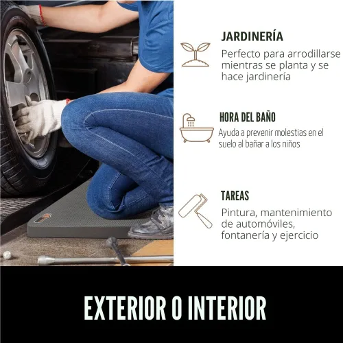 Miniatura 6 de GORILLA GRIP Almohadilla de Espuma Suave Extra Gruesa con Patente Pendiente para Arrodillarse, Cojines Grandes de Apoyo para las Rodillas para Negro