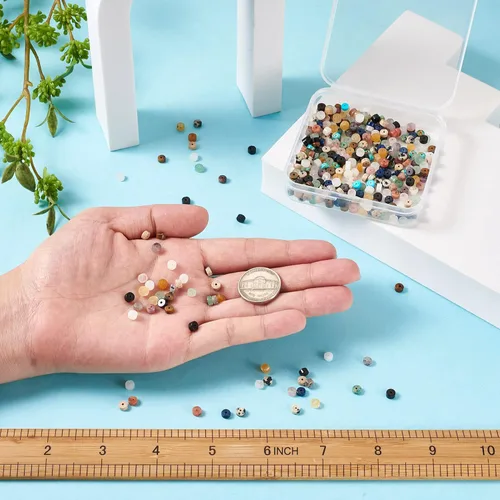 Miniatura 6 de Heishi - Cuentas de piedra de Craftdady 360 cuentas de piedras preciosas de disco natural, cuentas planas redondas de ágata de jade sueltas