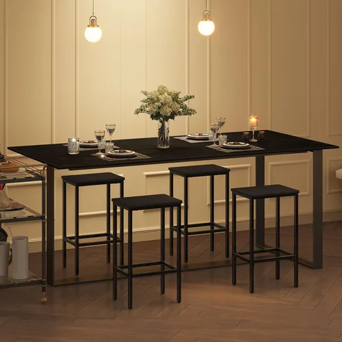 Miniatura 2 de MAHANCRIS Taburetes de bar, juego de 2 sillas de bar con reposapiés, taburetes de comedor de 2 piezas, 25.8 pulgadas de altura, taburetes de bar