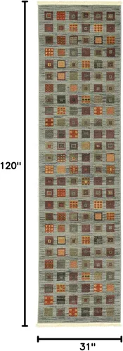 Miniatura 2 de Unique Loom Fars Collection - Alfombra moderna clásica de diseño geométrico inspirado en tribal, 2 pies 7 pulgadas x 10 pies 0 pulgadas, azul