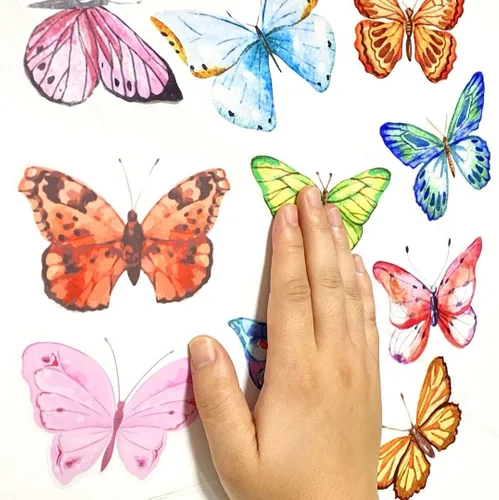Miniatura 4 de AOWDIAO Calcomanías de pared con diseño de mariposa de acuarela para decoración de dormitorio de niñas, habitación de guardería