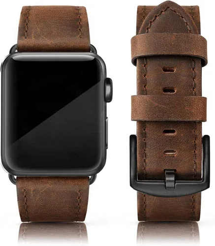 EDIMENS Correas de cuero compatibles con Apple Watch de 1.81 pulgadas, 1.77 pulgadas, 1.73 pulgadas, 1.65 pulgadas (serie 1, 2, 3) para hombres y