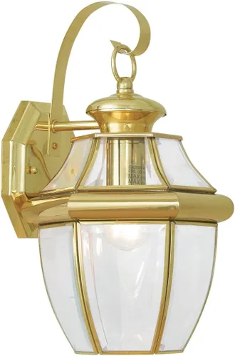 Miniatura 11 de Livex Lighting 2151-91 Monterey - Farol de pared de latón macizo con acabado de níquel cepillado para exteriores, 13 x 8.5 x 8.25 pulgadas