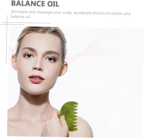 Miniatura 4 de Natural Jade Gua Sha peine cepillo para el cuidado de la salud antiestático del masaje del cuero cabelludo
