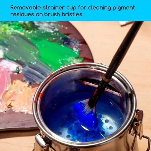 Miniatura 5 de MEEDEN Lavadora de pinceles de pintura portátil: limpiador de pinceles de artista de acero inoxidable para pintura al óleo y acrílica - Medio