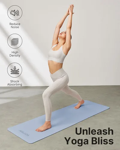 Miniatura 7 de Esterilla de yoga, esterilla de ejercicios antideslizante de TPE (1/4 pulgada) para pilates, fitness y entrenamientos a pie descalzo, esterilla