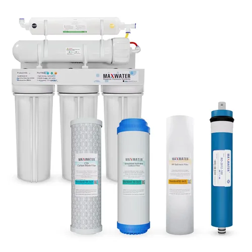 Miniatura 2 de Max Water Sistema de filtración de agua estándar de 5 etapas 100 GPD (galones por día) RO (ósmosis inversa) para trabajo pesado - montaje debajo