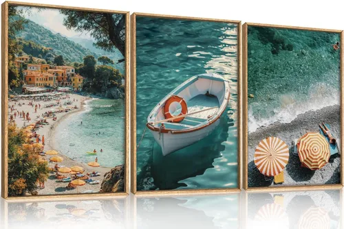 Miniatura 20 de Aryroi Juego de arte de pared en lienzo abstracto grande con marco floral, estilo bohemio, retro, neutro, flores silvestres, arte botánico de flores