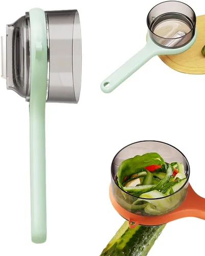 Miniatura 9 de Cuchillo pelador con caja de almacenamiento, pelador 2024 con cubo de almacenamiento, pelador multifuncional de doble cara de acero inoxidable y 2