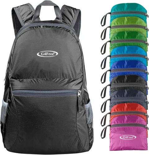 G4Free Ultra Ligero plegable Mochila Senderismo bolsa de diario, práctico plegable camping al aire libre mochila A-Negro