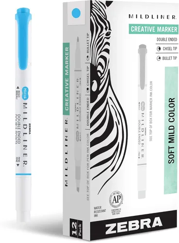 Miniatura 15 de Zebra Pen Mildliner - Resaltador de doble punta, puntas gruesas y finas, Azul