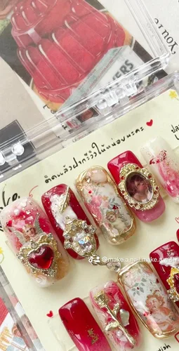 Miniatura 4 de Boudoir red angel! press on nails, False nail, fake nails, handmade, nail art design by make.a.nail.make.a.wish