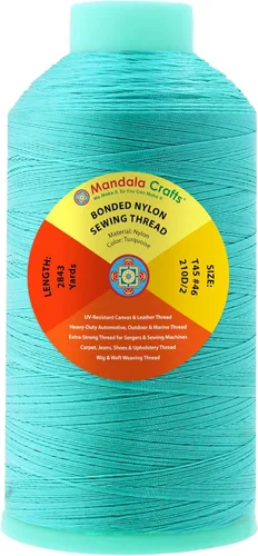 Miniatura 38 de Mandala Crafts - Hilo de nailon para coser cuero, tapicería, mezclilla y para trenzar el pelo; resistente, 1500 yardas, tamaño 69 T70 Marrón
