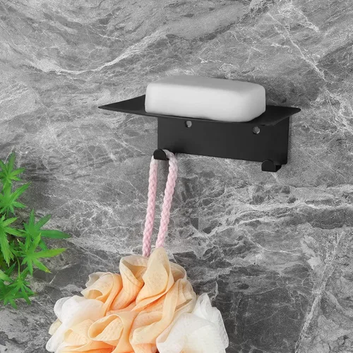 Miniatura 4 de Jabonera para ducha, soporte de jabón autoadhesivo de 4 ranuras para baño, soporte de jabón de ducha montado en la pared con gancho, bandeja