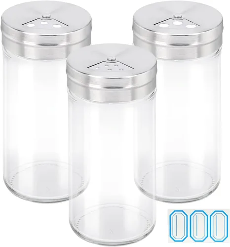 Miniatura 12 de Segarty Tarros de especias con tapas cocteleras, paquete de 6 botellas de vidrio de 4 onzas con tapa de acero inoxidable, recipientes de vidrio