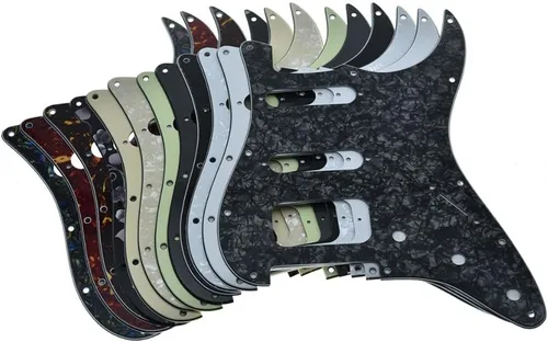 Miniatura 6 de Dopro Golpeador de guitarra Strat HSS de 11 agujeros con 2 tornillos, soporte de pastilla Humbucking para American FD Stratocaster Abalone Pearl