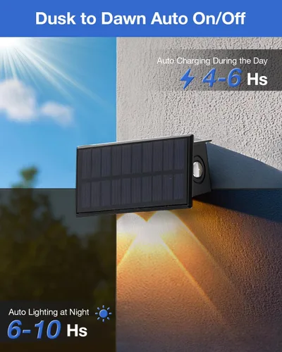 Miniatura 4 de Luces de Valla Solares Impermeables para Exteriores de 3 Lados LED para Pared y Paisajismo para Patio, Terraza, Patio, Barandilla, Garaje, Piscina
