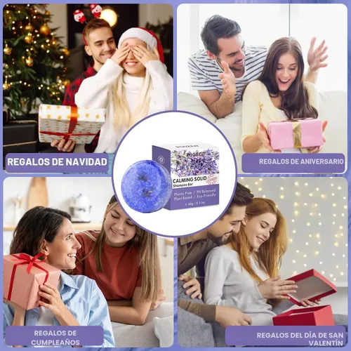 Miniatura 7 de DBEAUTYM Paquete de 2 barras de champú de lavanda, barra sólida para el cabello y jabón para el cabello con efecto acondicionador, barras de champú