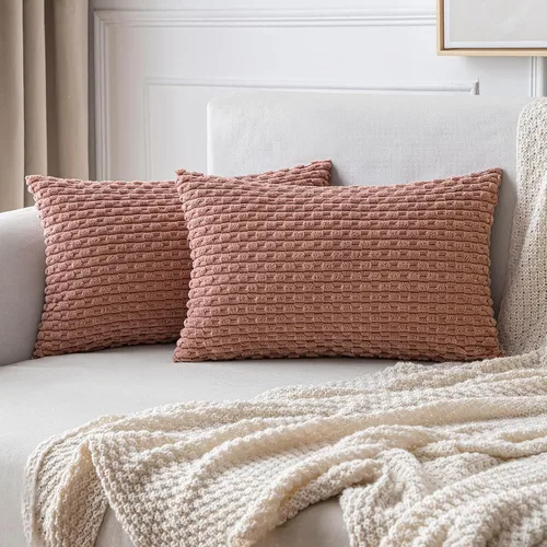 Miniatura 66 de MIULEE - Paquete de 2 fundas de cojín decorativas, modernas y boho, de terciopelo, con textura a rayas, para sofá, cama, sala de estar, decoración