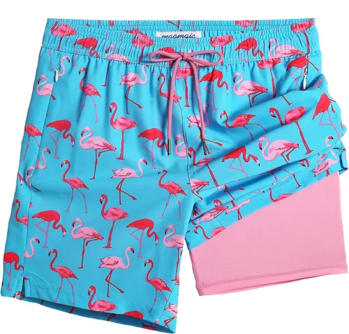 Miniatura 14 de maamgic Traje de Baño para Hombre 2 en 1, Pantalones Cortos de Natación de 17.8 cm para Hombre, Trajes de Baño, Pantalones Cortos de Tabla