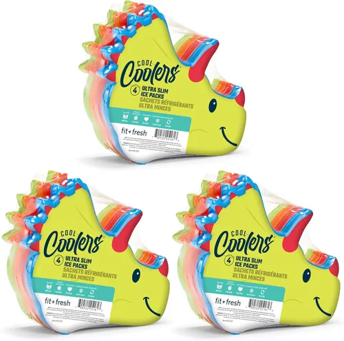 Miniatura 6 de Fit & Fresh Cool Coolers - bolsas de hielo delgadas para loncheras, bolsas y hieleras, formas acuáticas para niños Mariposa (4 unidades)
