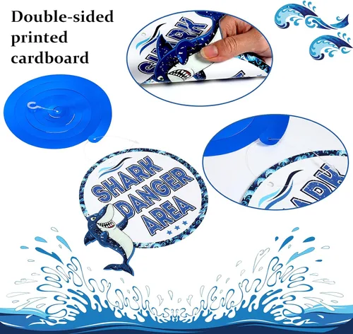 Miniatura 2 de Censen 30 piezas de remolinos colgantes de tiburón, suministros de fiesta de tiburón, remolinos de papel de aluminio de océano y mar, decoración