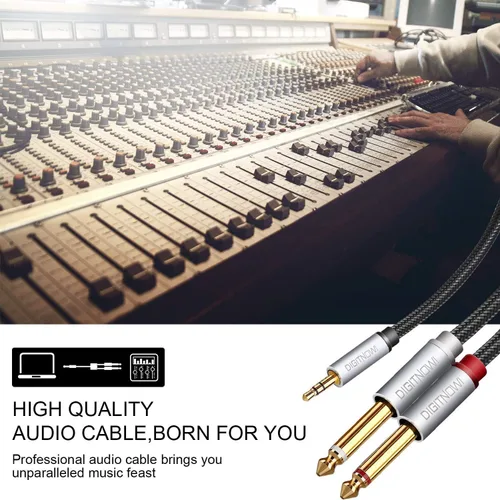 Miniatura 4 de DIGITNOW - Cable divisor en Y estéreo TRS de 3.5mm 1/8" a dual TS mono de 6.35mm 1/4" para smartphone, computadora, reproductor de CD, altavoces