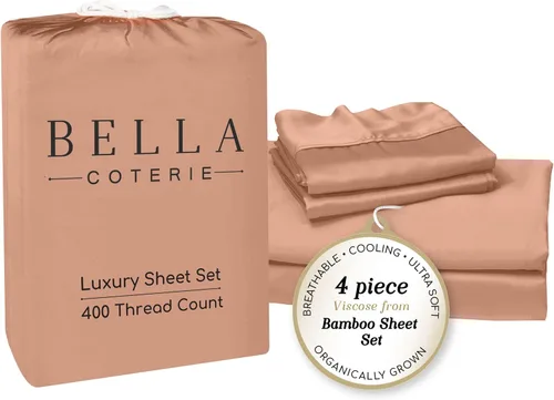 Miniatura 52 de Bella Coterie - Juego de sábanas de lujo de viscosa de bambú para cama tamaño split king 2 sábanas ajustadas para camas Sleep Number y camas 06