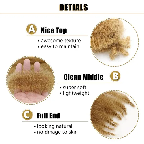Miniatura 3 de VCEOW - 6 paquetes de cabello #27 Springy Afro Twist de 16 pulgadas, preseparado de ganchillo Marely Twist, extensiones de cabello sintético