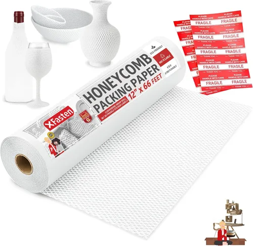 Miniatura 8 de Papel de embalaje de panal de abeja negro para mudanzas de 12 pulgadas x 66 pies de envoltura de burbuja de panal de abeja, papel de embalaje
