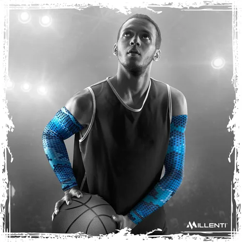 Miniatura 18 de Millenti Manga de compresión de brazo de enfriamiento – Mangas de recuperación deportiva de protección solar, se enfría cuando está mojado, unisex
