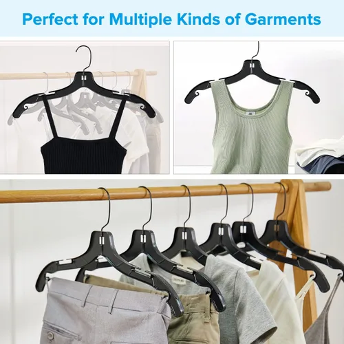 Miniatura 6 de Perchas de plástico con gancho de metal giratorio de 360 grados, perchas de ropa resistentes, perchas duraderas para camisas, abrigos y vestidos