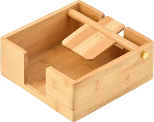 Miniatura 7 de Servilletero de acacia natural para mesa, dispensador de servilletas, servilletero decorativo para bebidas, para cocina, hogar, bar (natural)