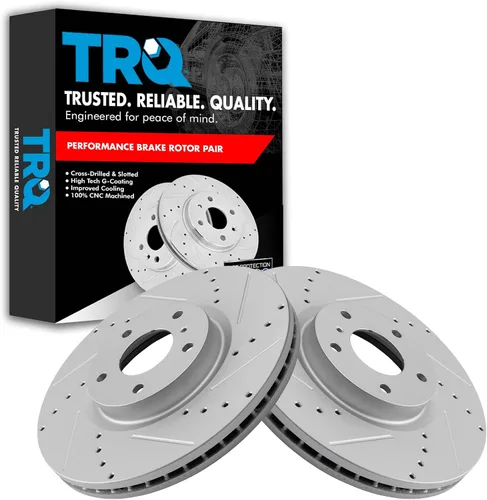 Miniatura 323 de TRQ Juego de rotores de freno de rendimiento trasero con revestimiento G premium compatible con Mazda 6 2014-2021